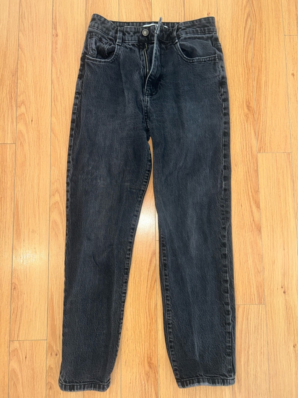 Zara Black High-Waist Straight-Leg Jeans